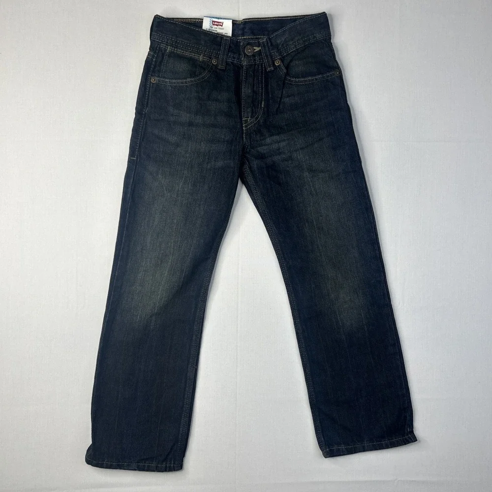 Levis‎ 514 Slim Straight Leg Jeans Boys 8 24x22 Regular Dark Wash Zipper Pocket
